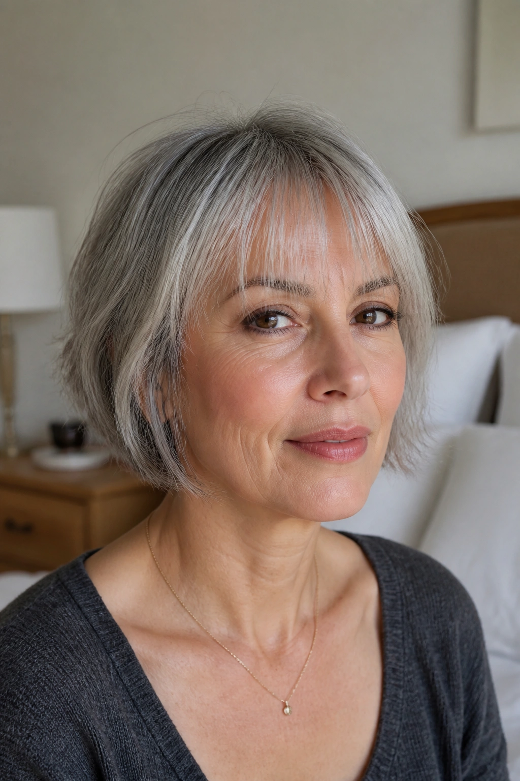 Portrait of a person with wispy see-through bangs