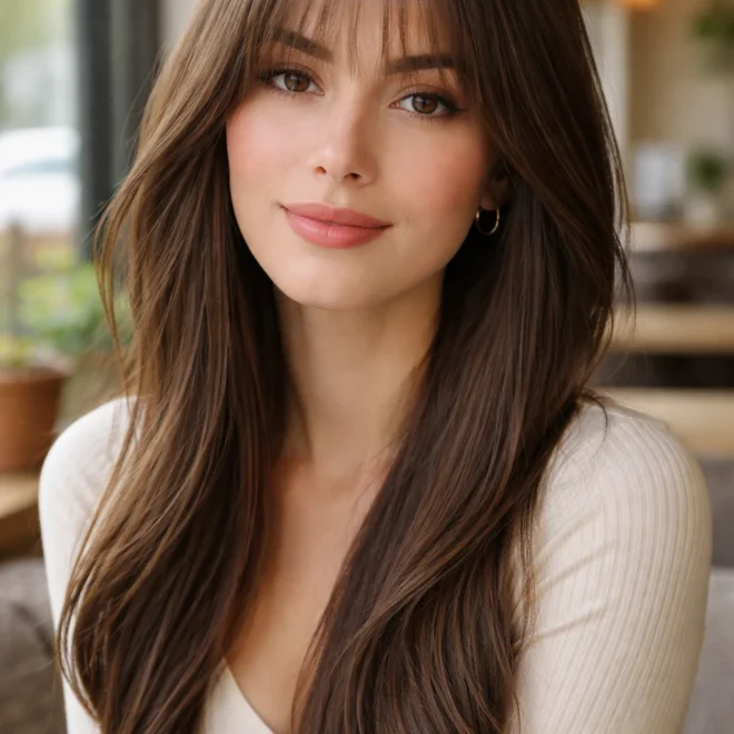 20 Sleek Long Hairstyles for Round Faces