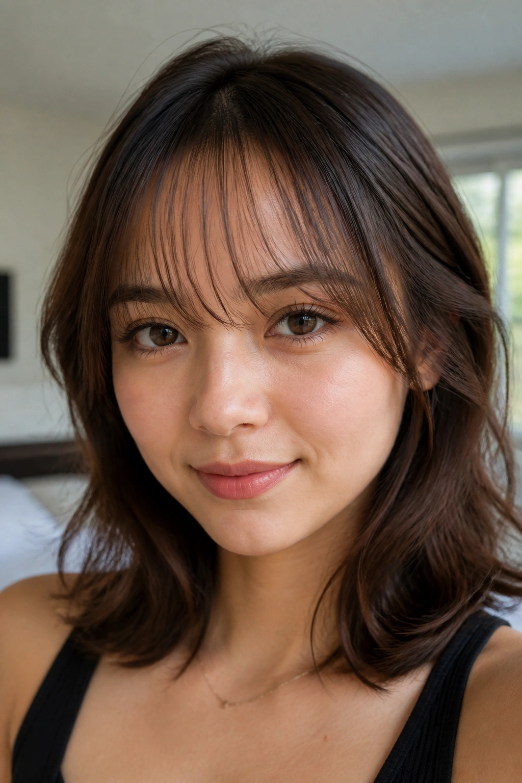 Real person with wispy see-through fringe