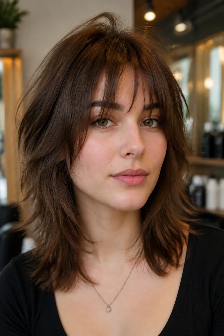 15 Shaggy Fringe Hairstyles for Round Faces