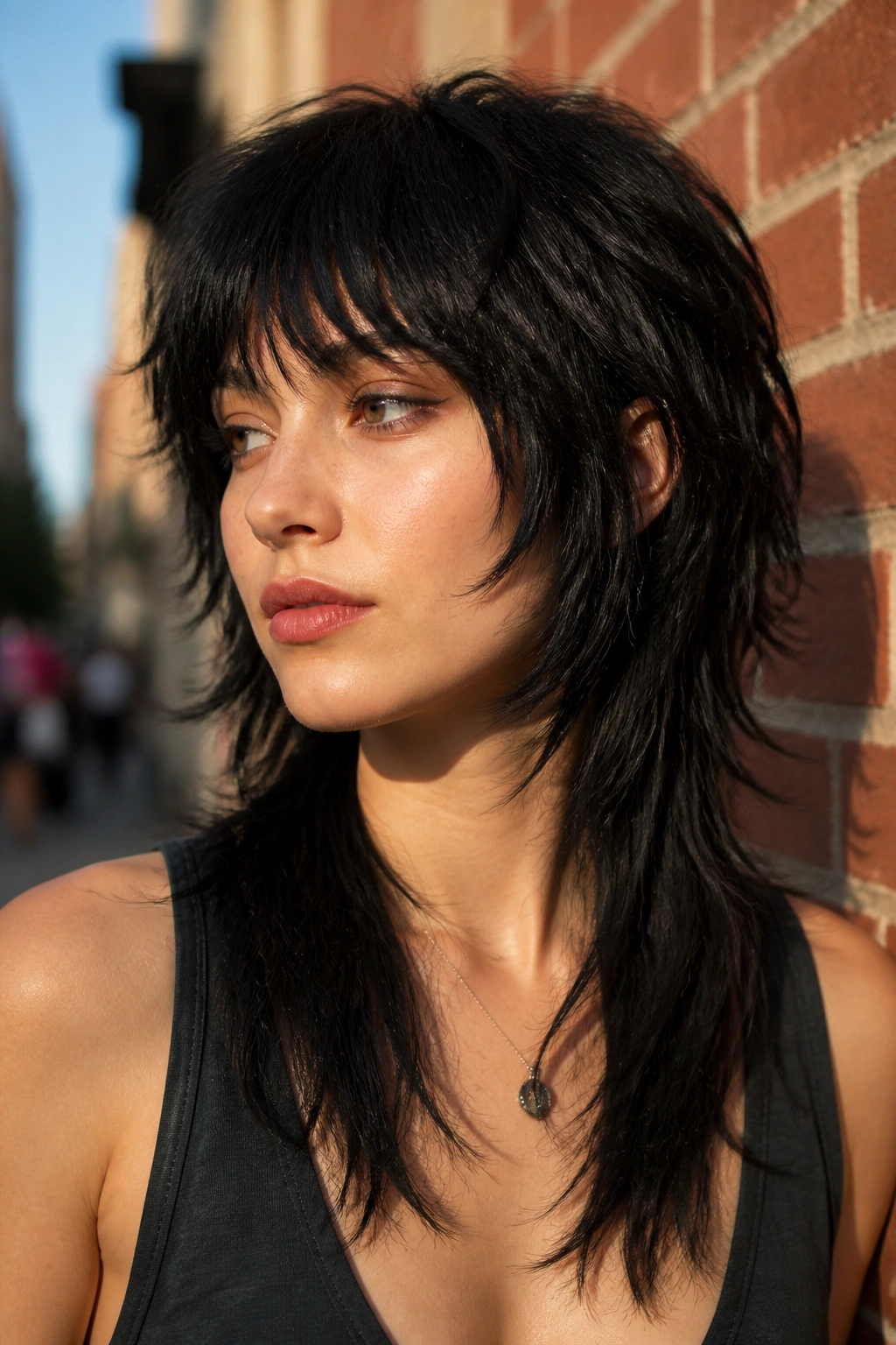 Portrait of a person with a choppy wolf cut and soft ends.
